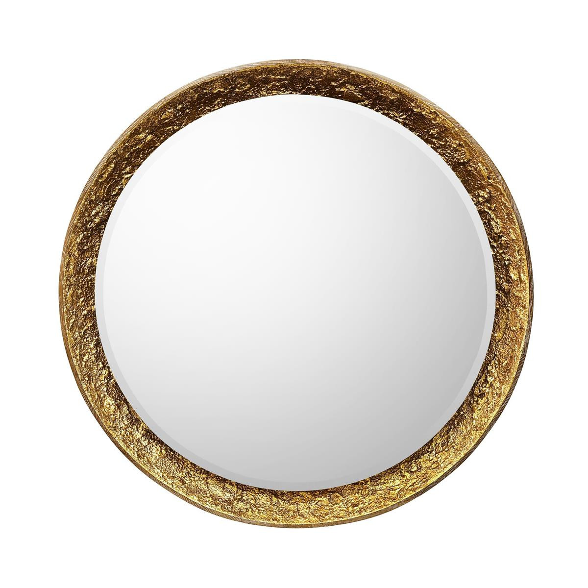 John Richard Gilded Oak Lighted Mirror - Round